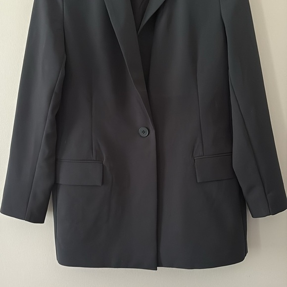 The Drop Women's Blake Long Blazer Jacket Single Button Classic Black Size M - Picture 5 of 13